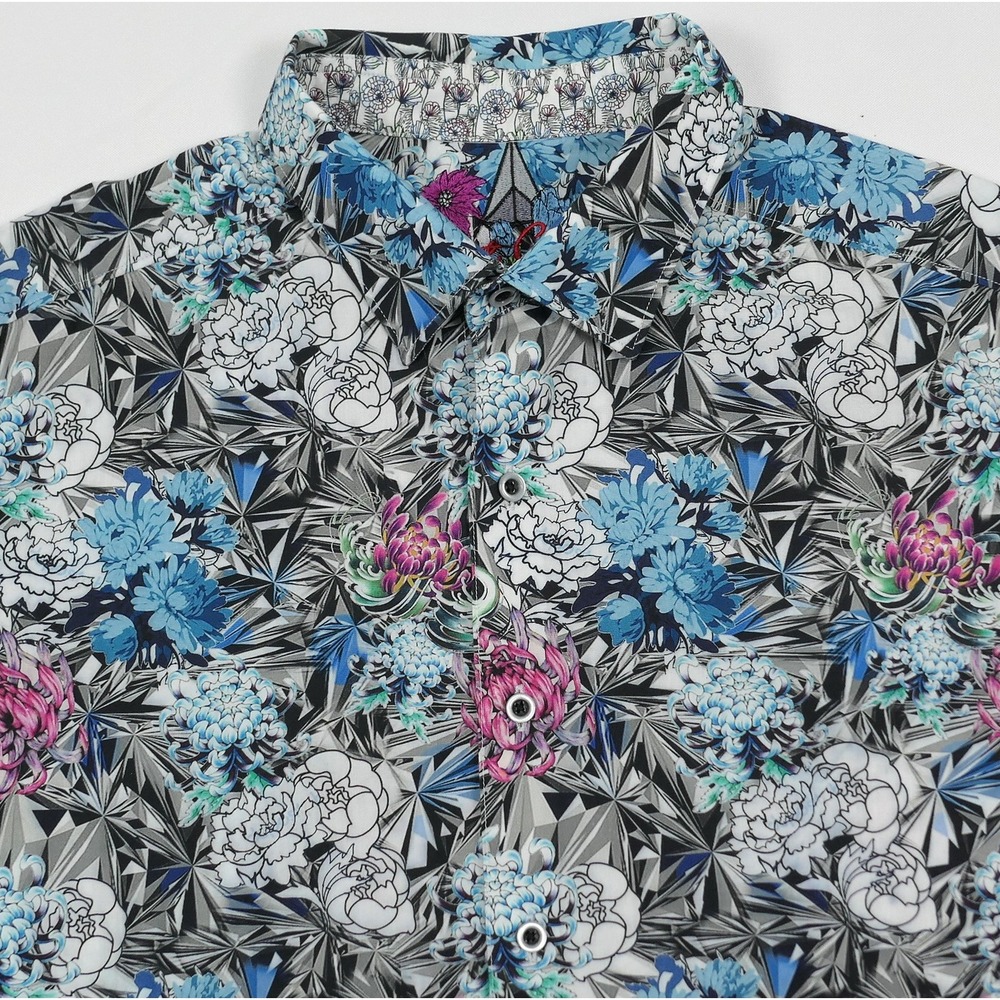 Robert Graham Mens L Crystal Prism Floral Geometric Button Down‎ S/S Shirt AOP - Picture 3 of 10